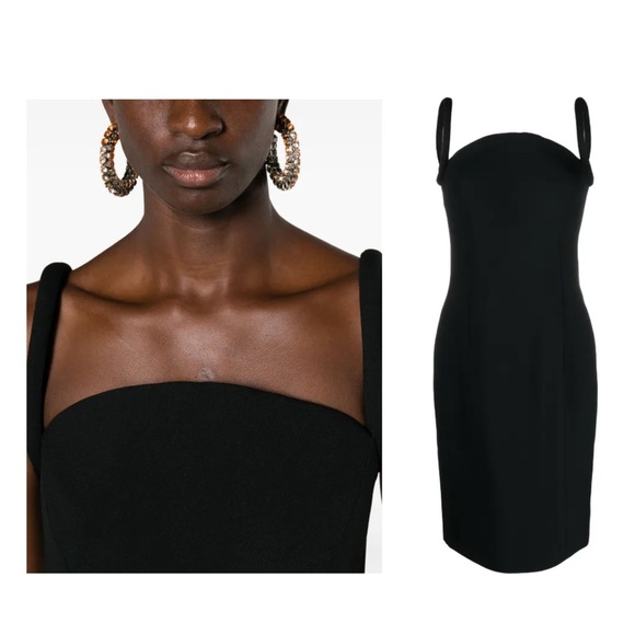 VERSACE Enver Black Sheath Midi Dress IT40 US4 ASO Hailey Bieber Stretch NWT - Picture 5 of 15